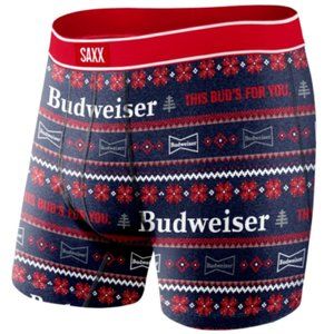 NWT Saxx Daytripper Boxer Brief - Budweiser Holiday Print Size Large